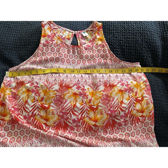 Old Navy Sleeveless Tropical Top Size L Keyhole Back - Picture 5 of 6